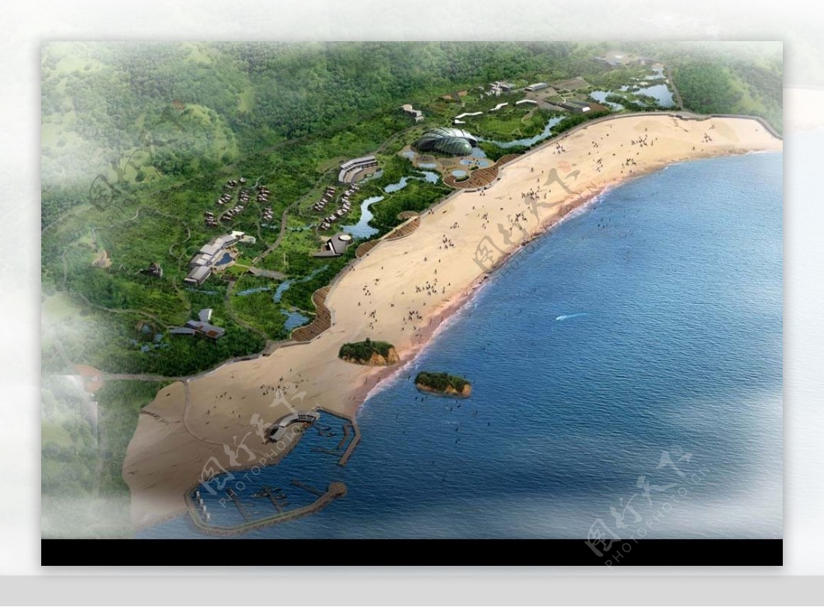 海滨公园度假村建筑设计效果图后期图片