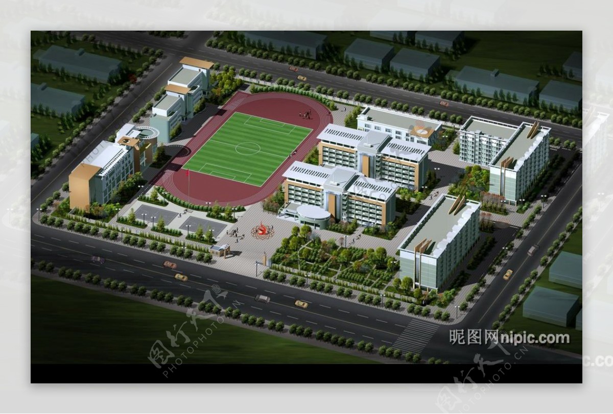 学校建筑设计效果图PSD素材图片