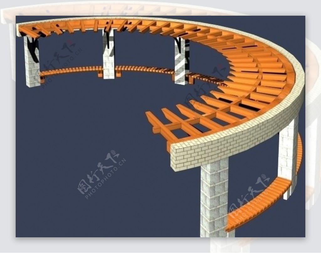 花架MAX建筑模型图片