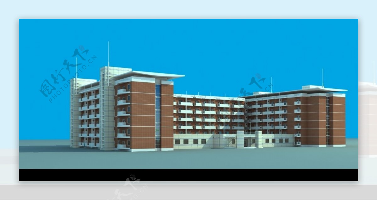 学校宿舍楼建筑效果图3d模型有贴图图片