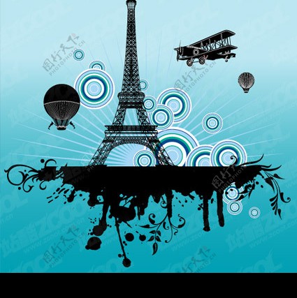 巴黎铁塔主题矢量素材图片