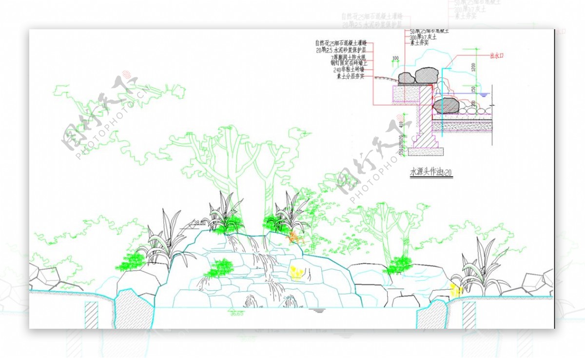 公园景观水源头作法图片