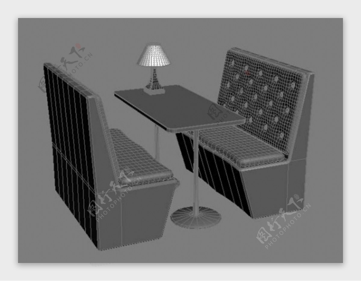 四人卡座沙发3D设计图片