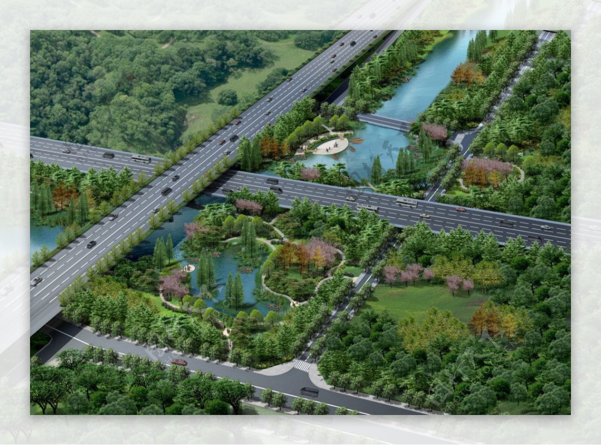 城市高速路段环境规划效果图图片