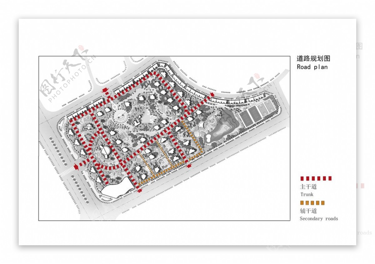 小区规划设计道路分析图图片