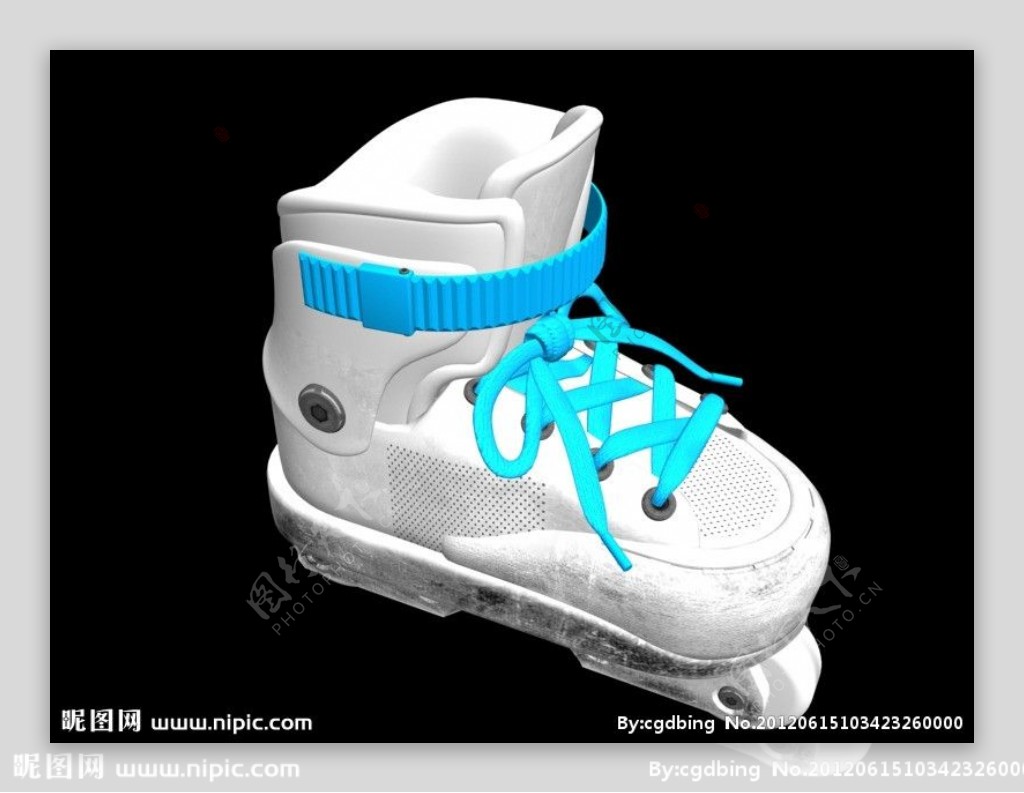 白色旱冰鞋max模型图片