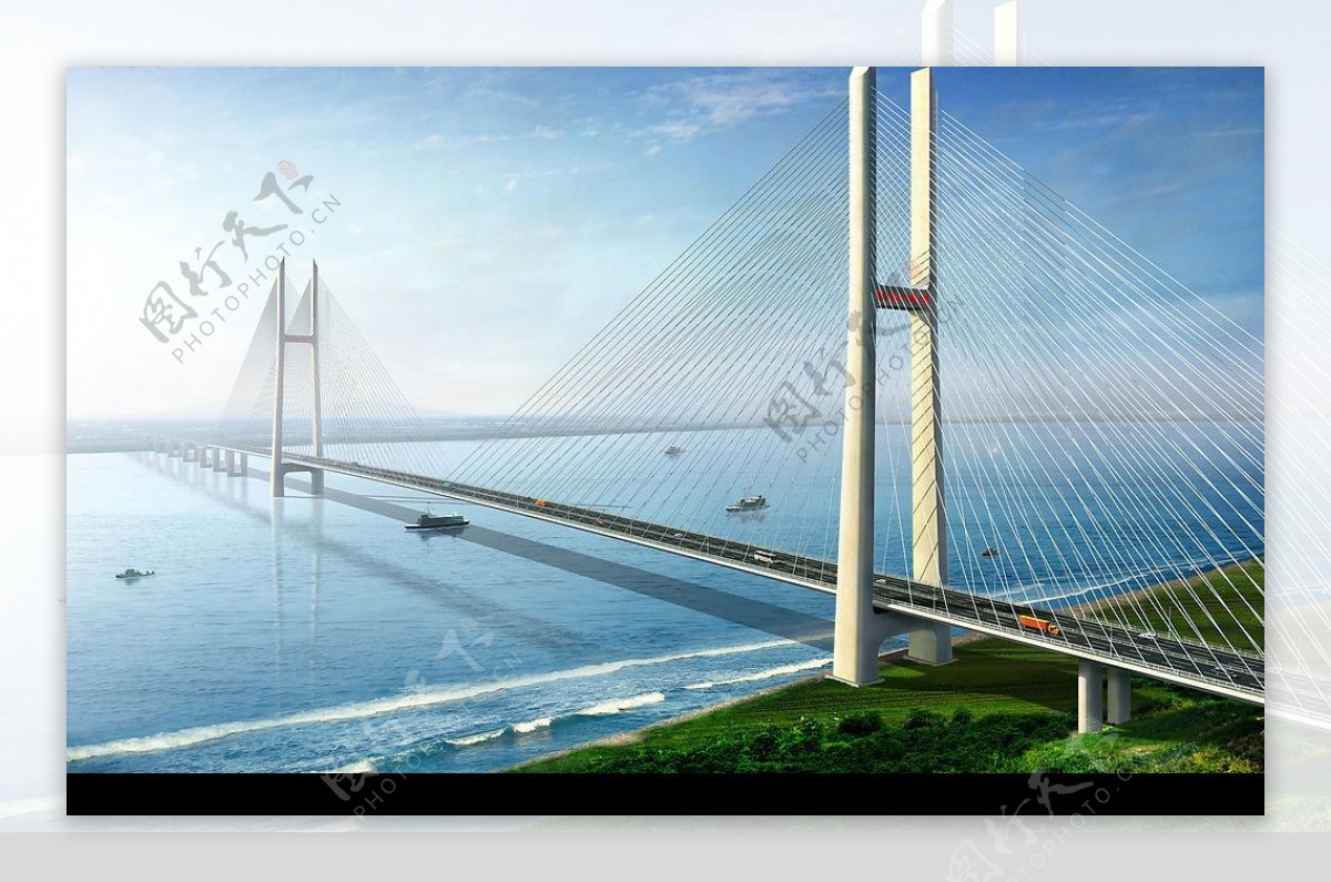 荆岳长江公路大桥效果图图片