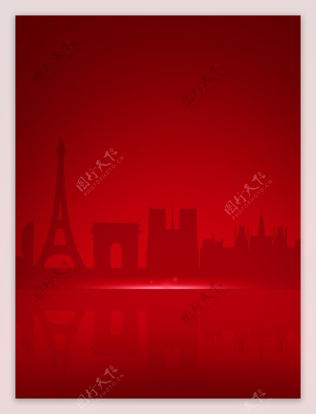 红色城市剪影图片