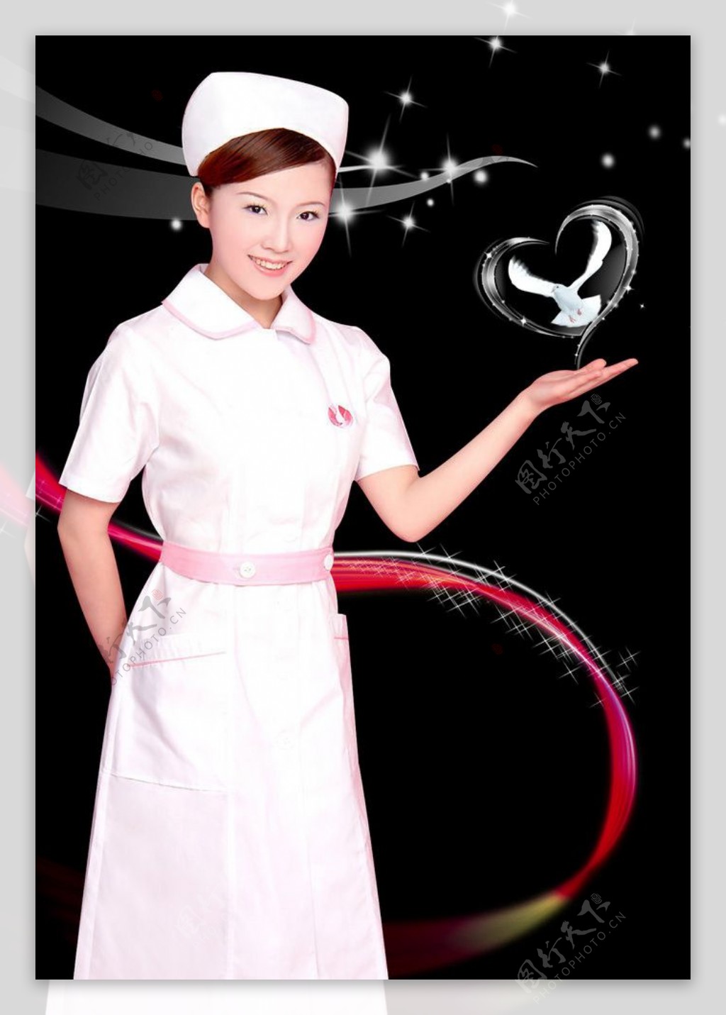 身穿粉色护士服拿病历本的护士插画背景图片下载_2048x2048像素JPG格式_编号14yfp3px1_图精灵
