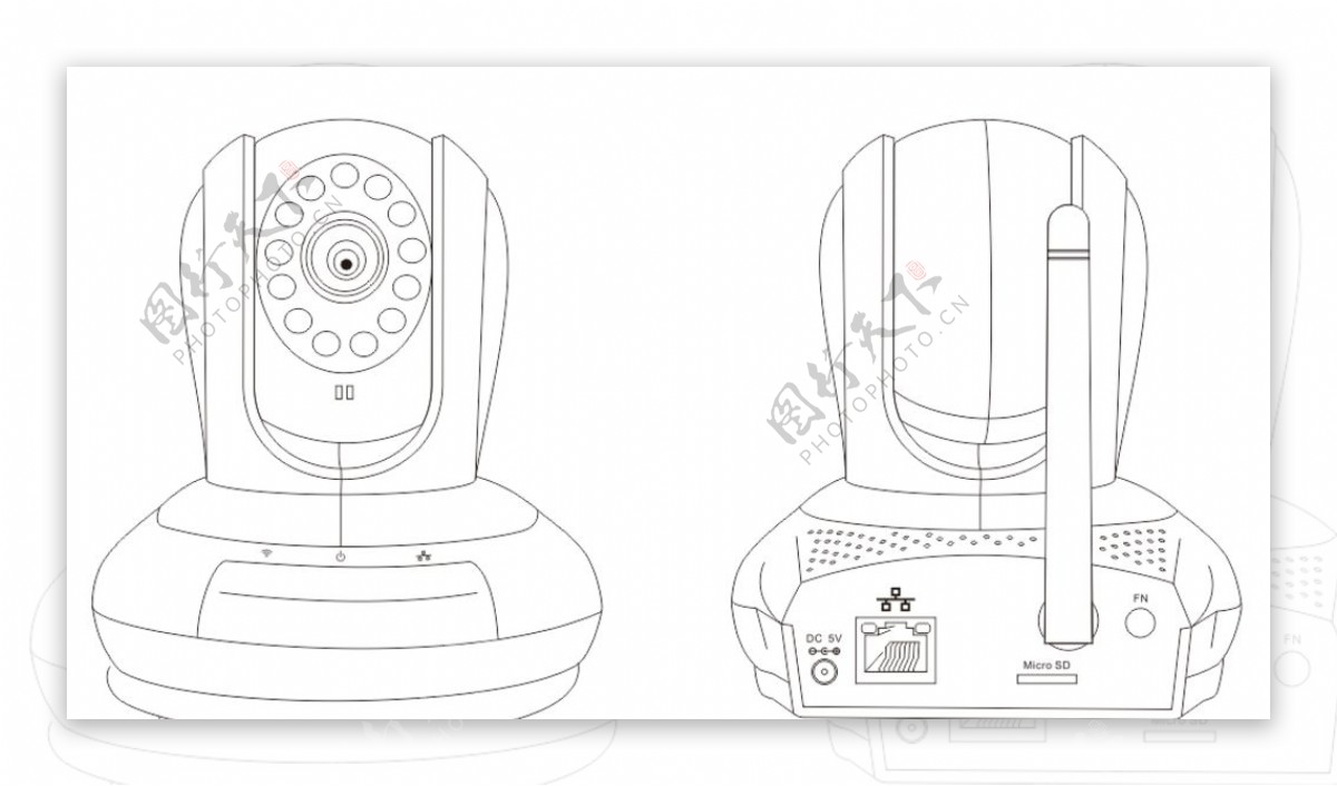 网络摄像机线描图图片