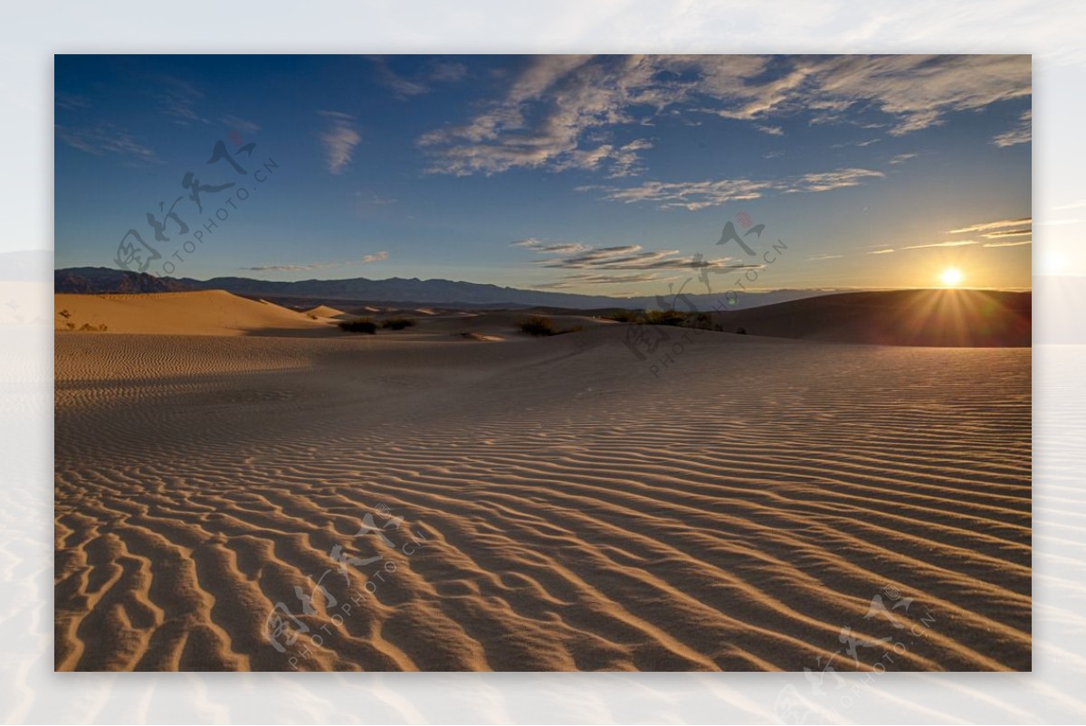 夕阳下的沙漠图片