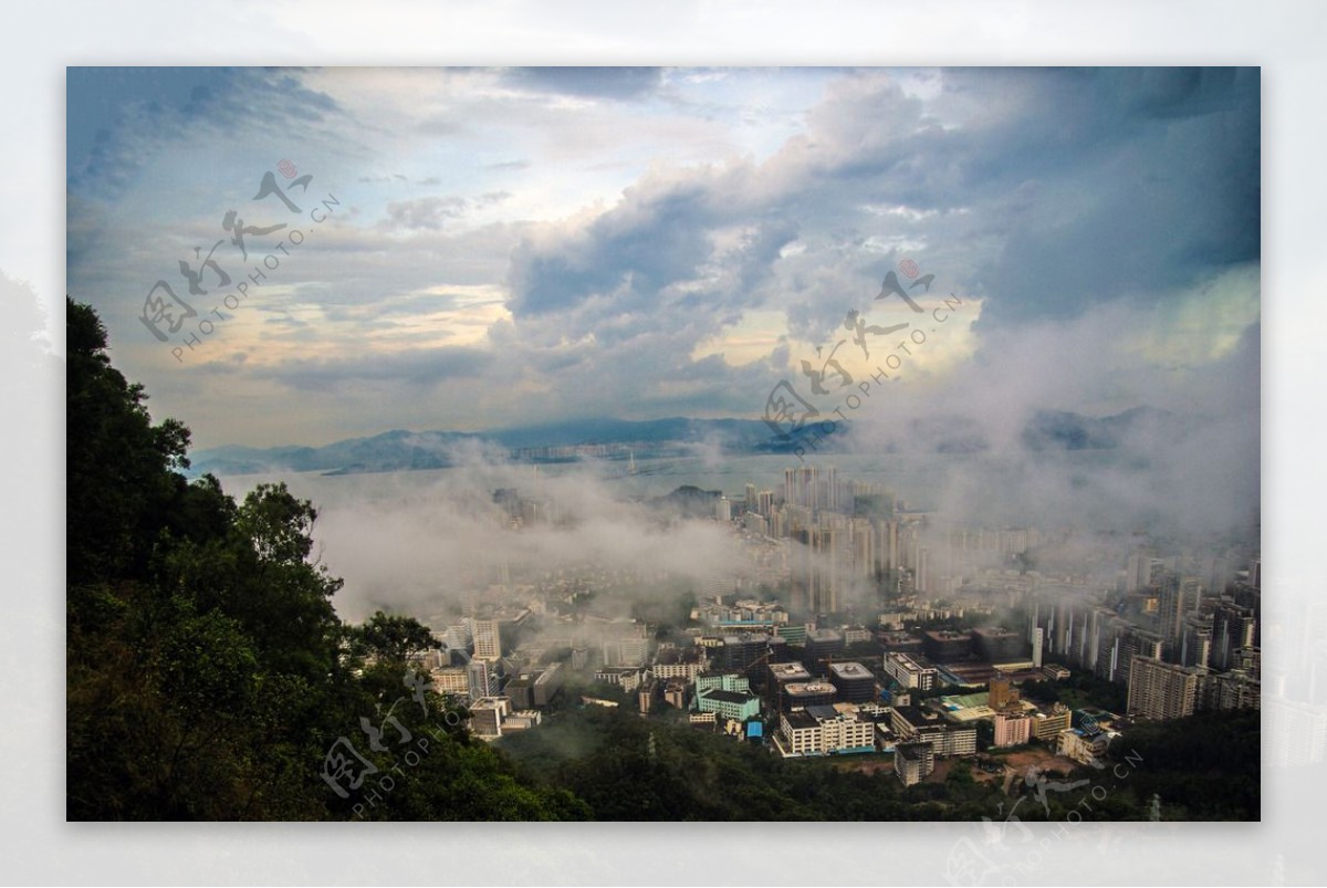 云雾中的深圳湾图片