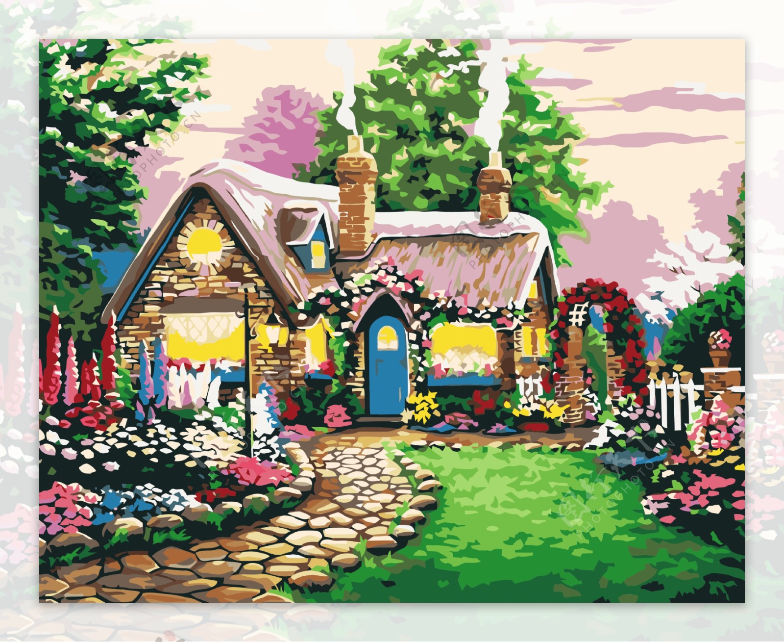 童话小屋数字油画图片