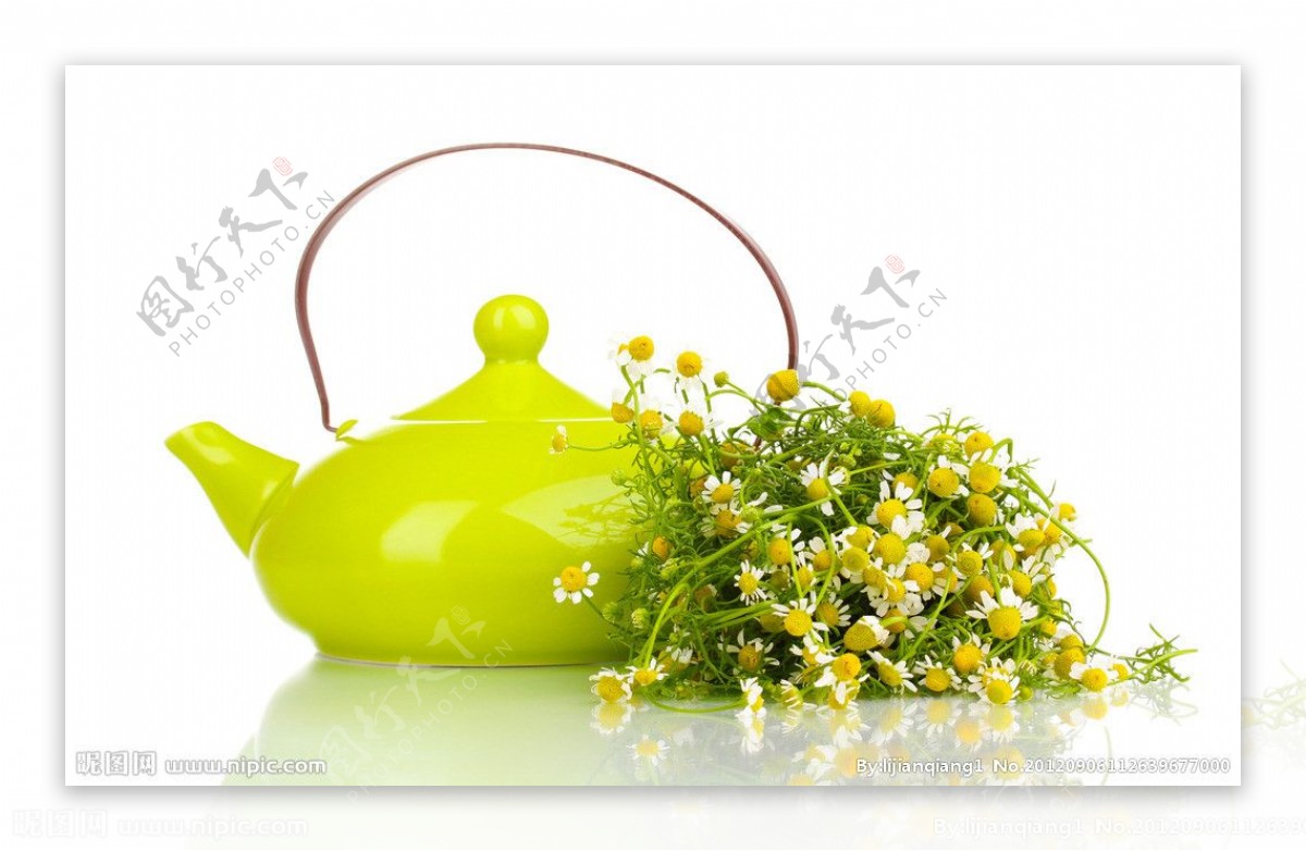 绿色茶壶图片