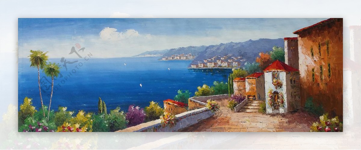 地中海风景油画高清图片