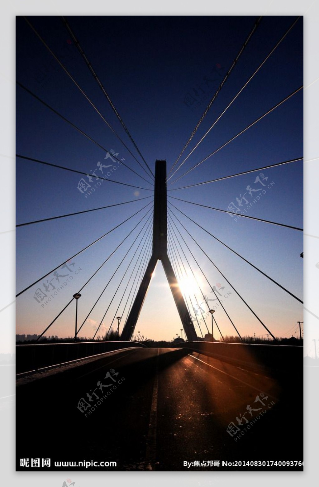 大桥落日图片