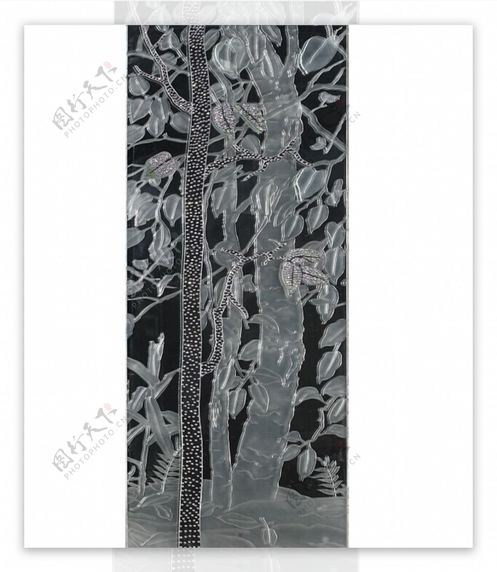 艺术玻璃树镶钻树工笔图片