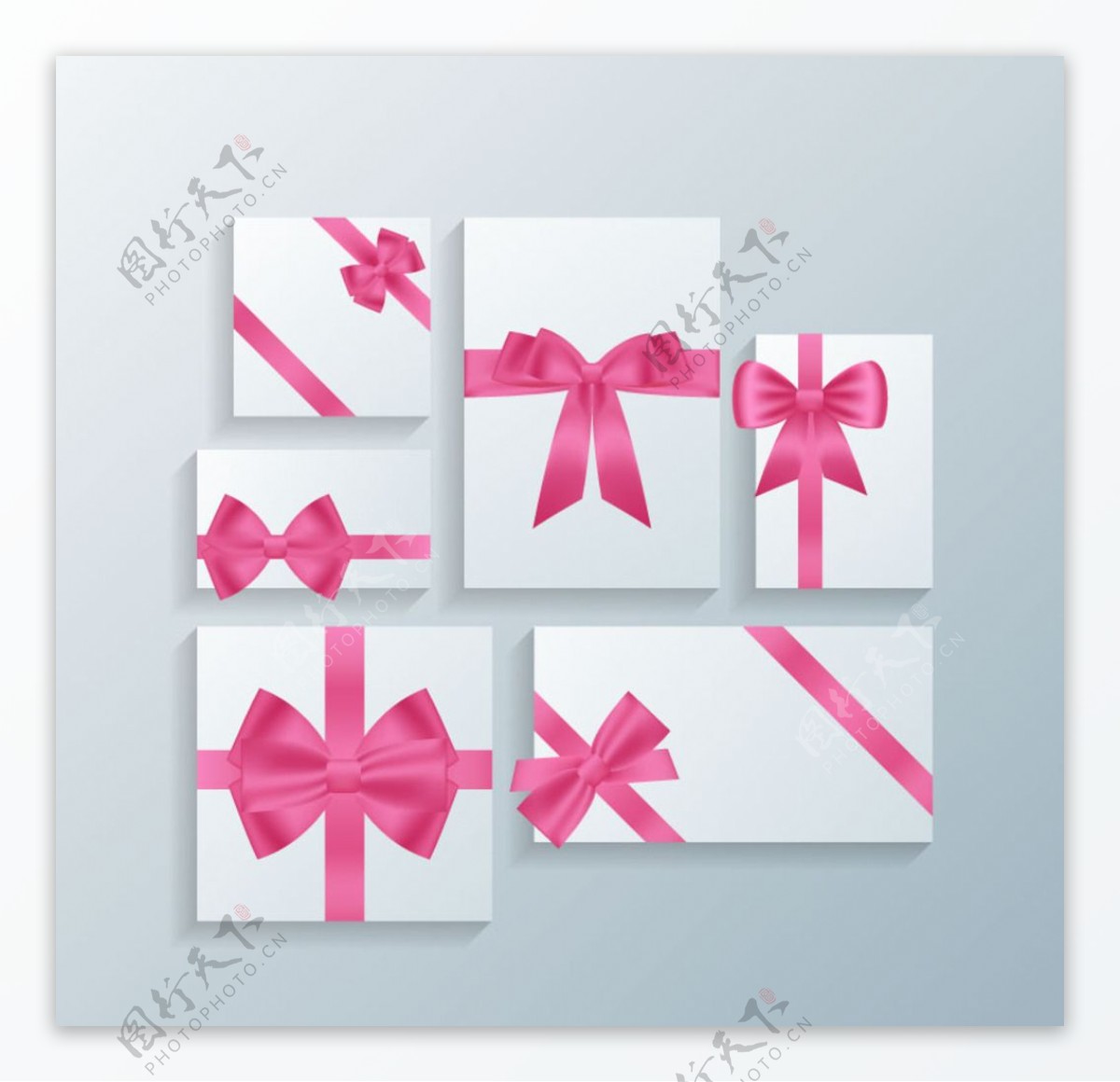 粉色蝴蝶结装饰卡片图片