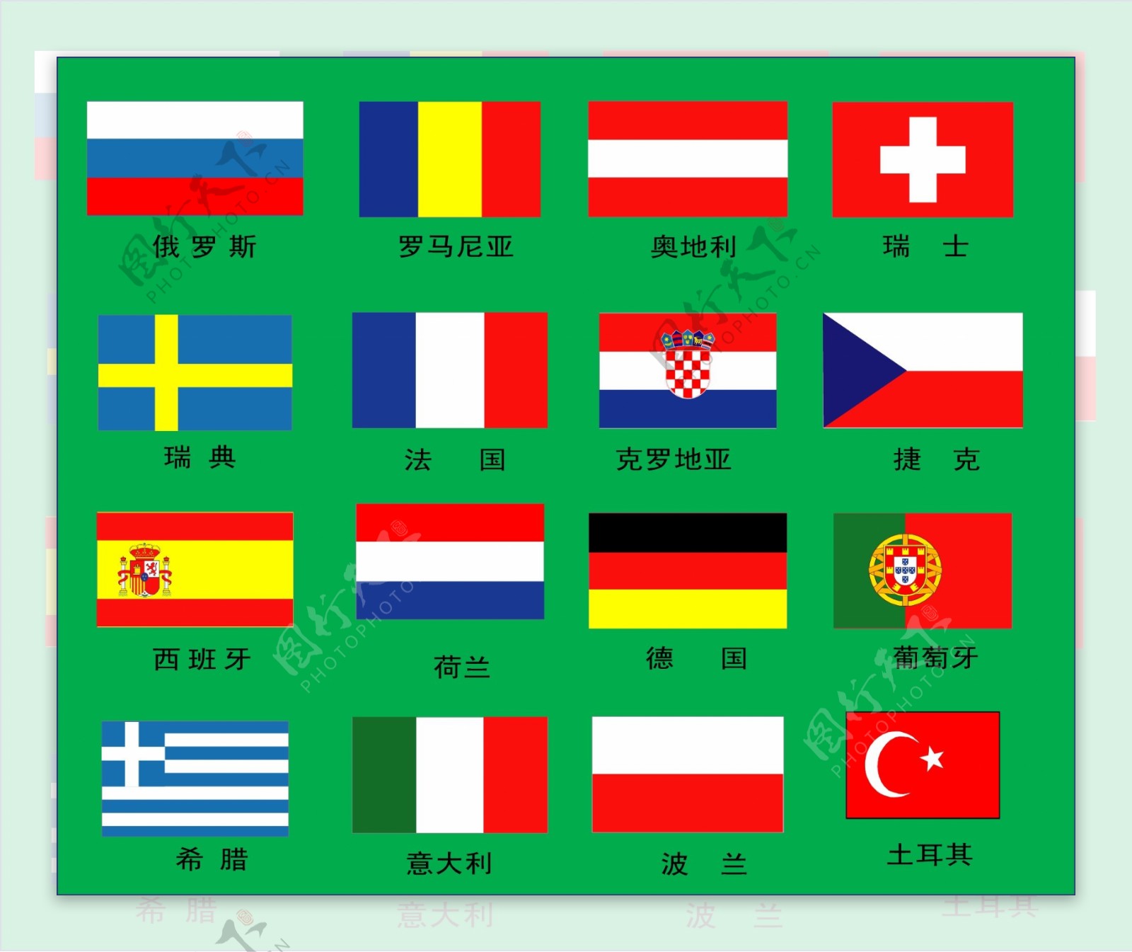 2008年欧洲杯参赛国国旗图片
