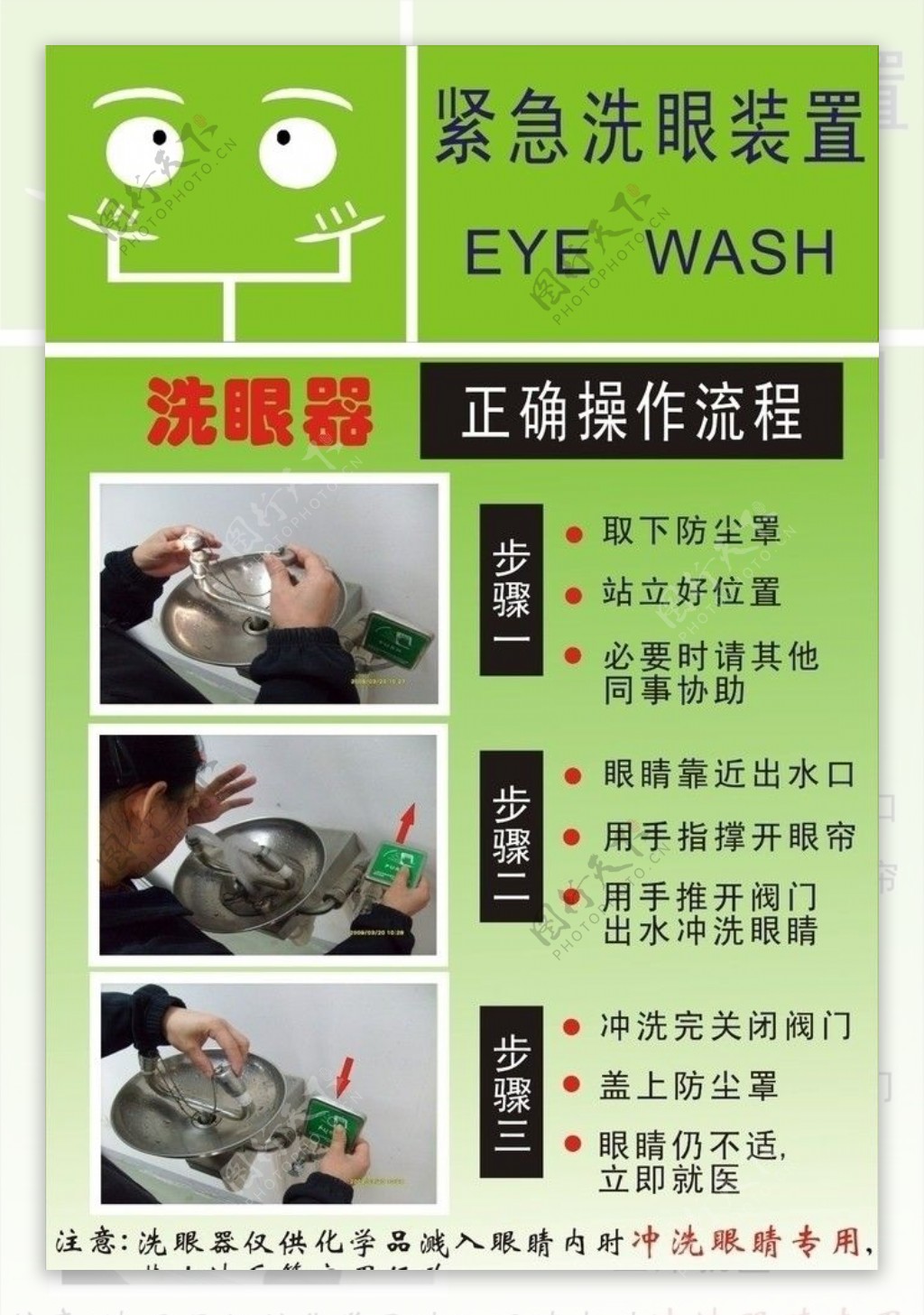 洗眼器使用图示图片
