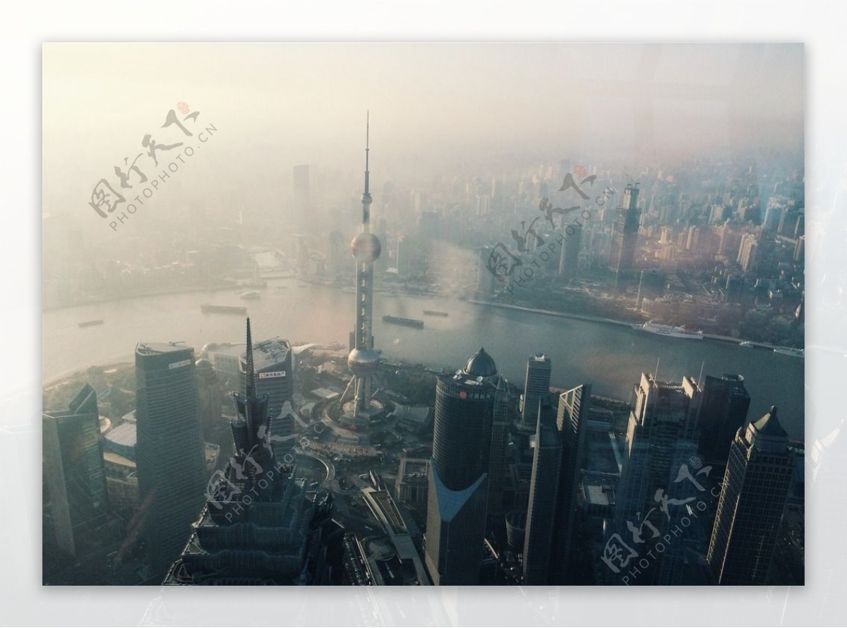 鸟瞰上海建筑摄影图片
