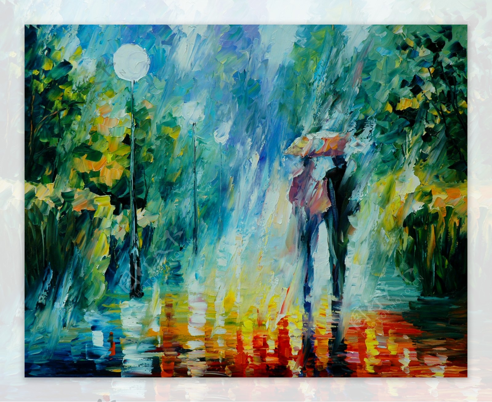 油画夏天的雨图片