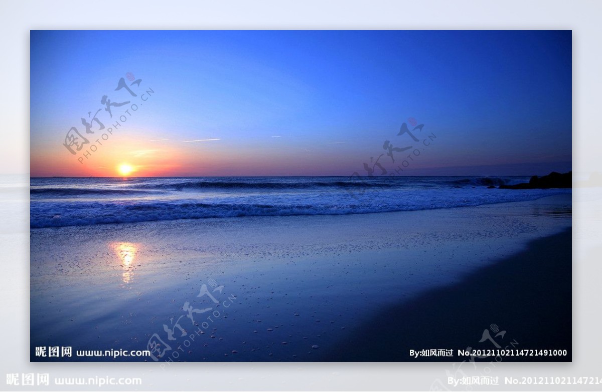 海岸落日晚景图片素材-编号11711374-图行天下