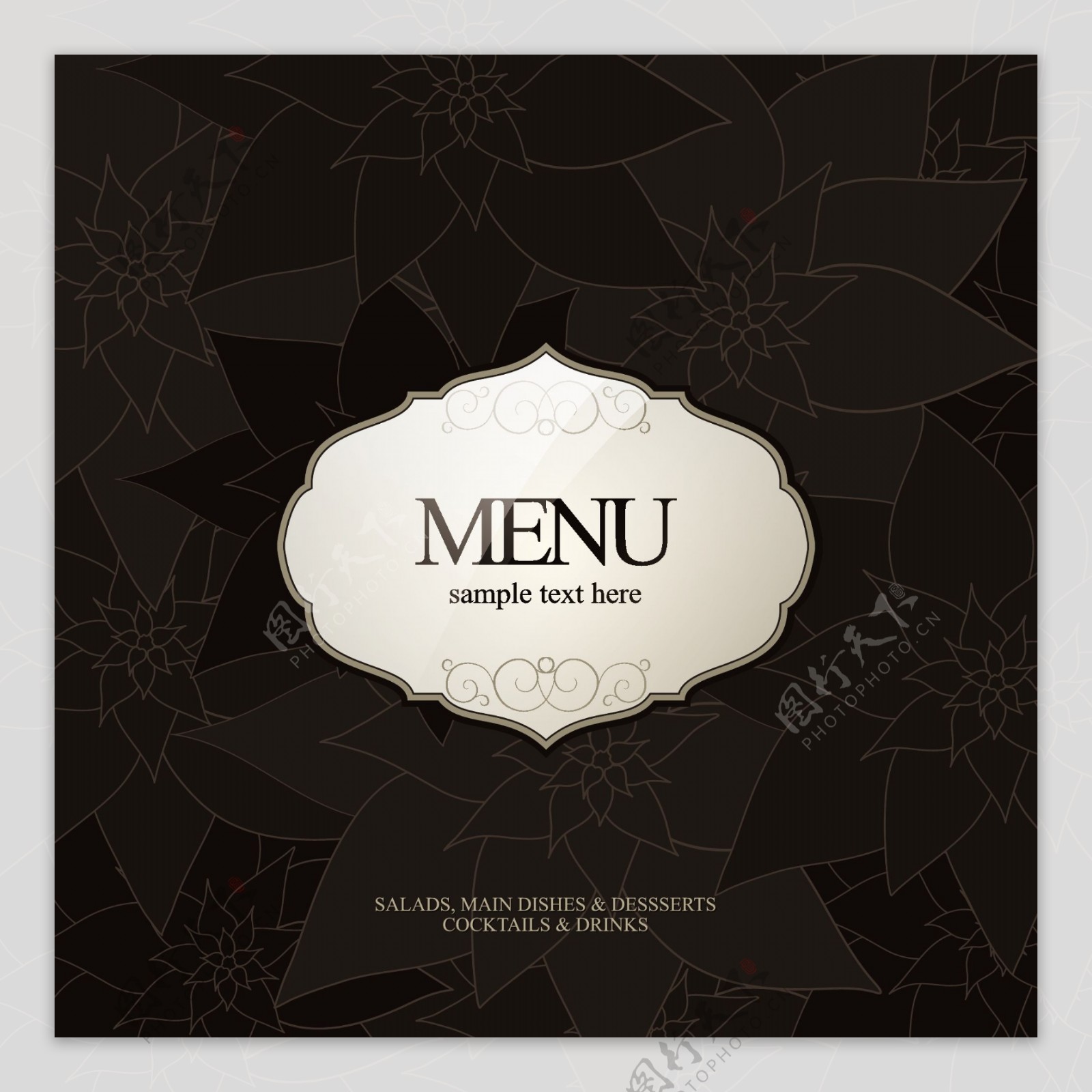 古典花纹欧式菜单封面设计图片