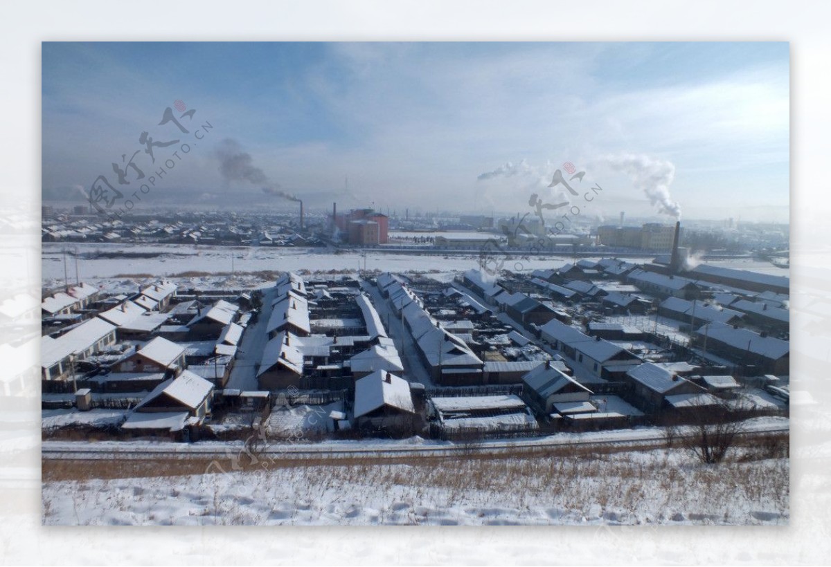 潮查北山冬天建筑景观图片