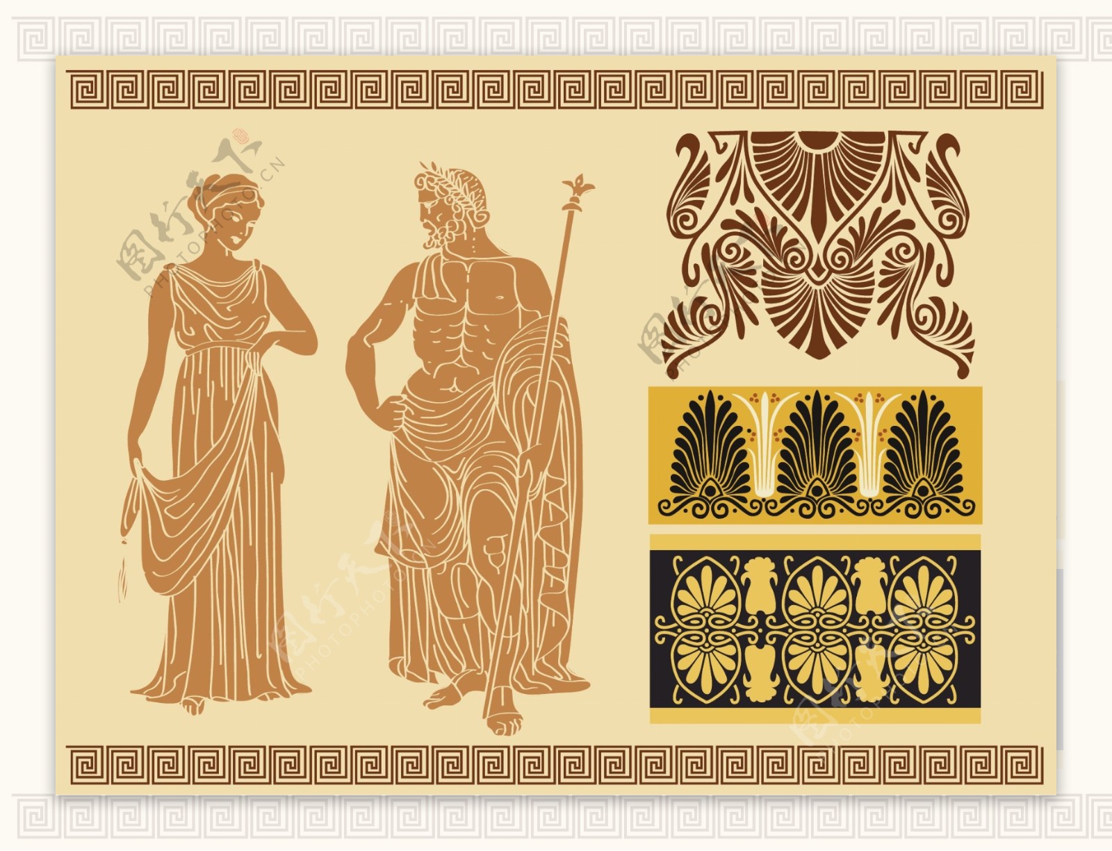 古希腊人物花纹图案图片