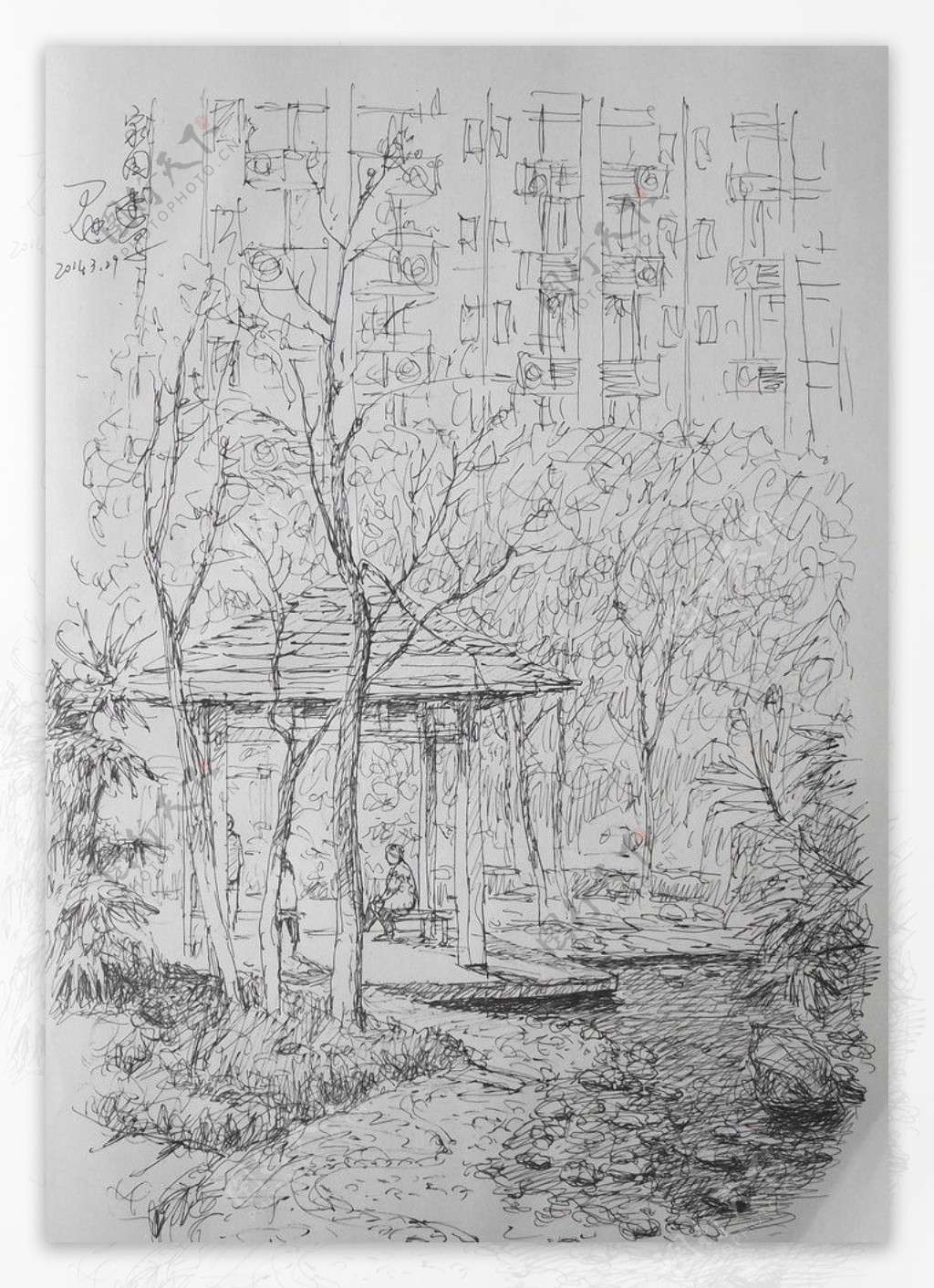 钢笔速写蓉城之家园图片