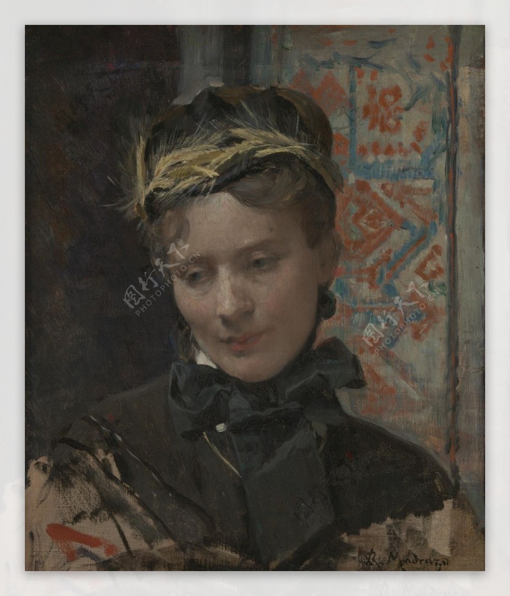 德183马德拉索的肖像一位女士图片