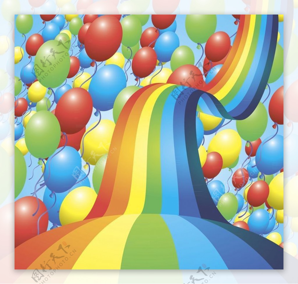 气球彩虹背景图片