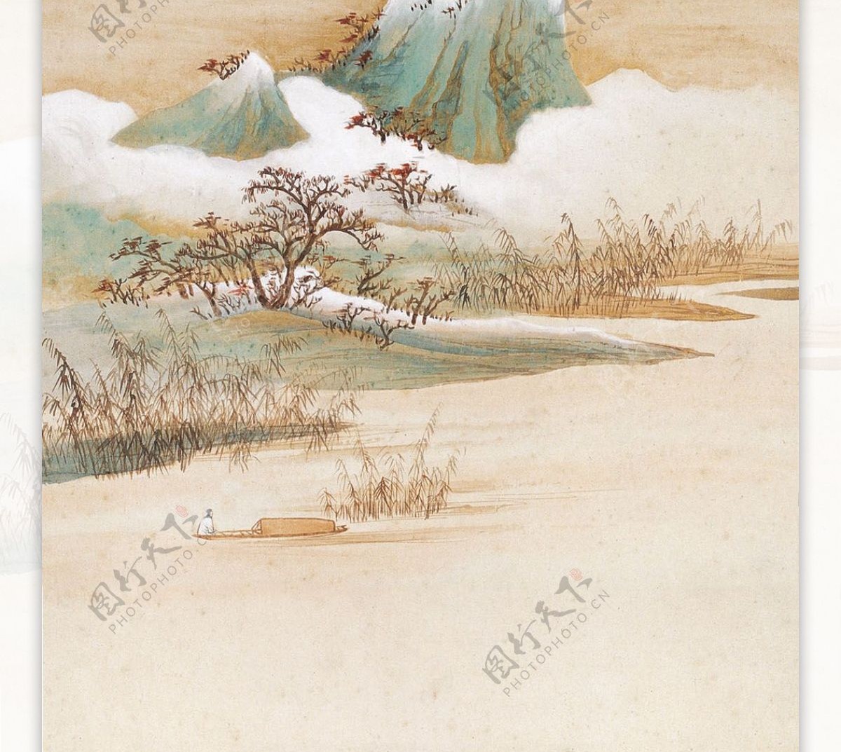 张大千仿唐人国画峒关蒲雪图片