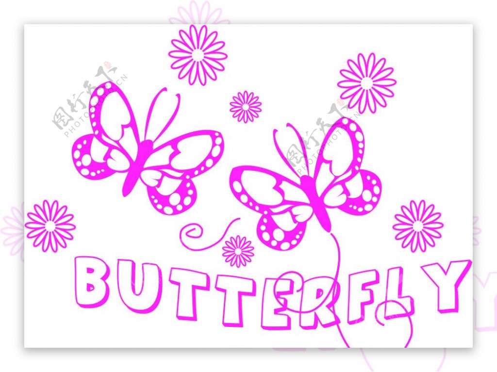 蝴蝶和花矢量素材图片