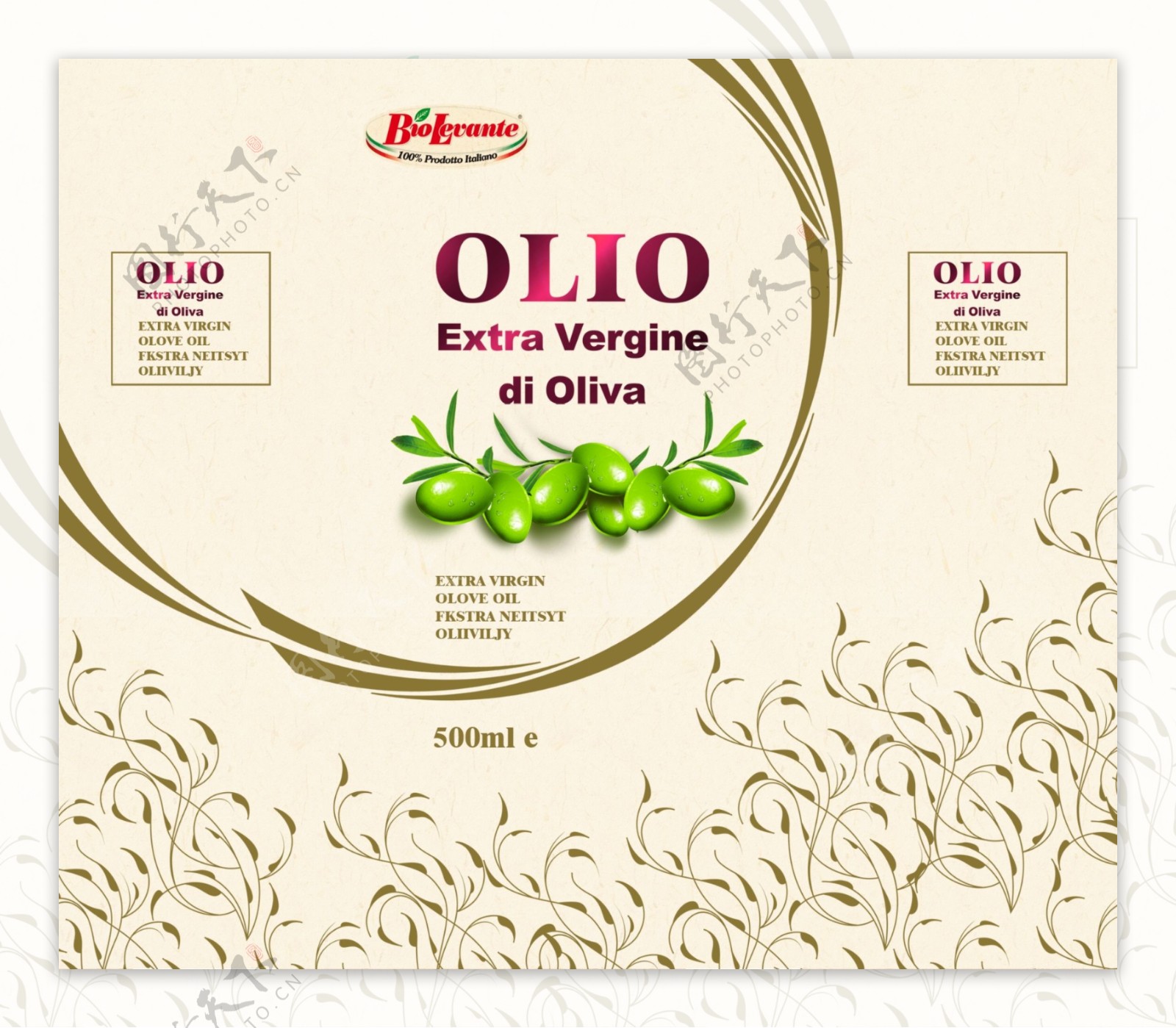 橄榄油包装展开图图片