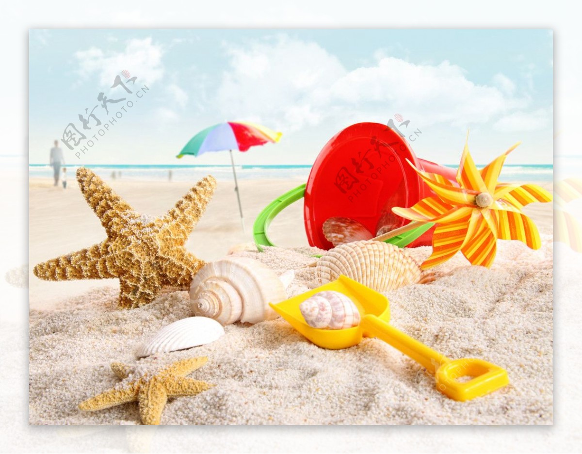沙滩海洋生物纸风车图片