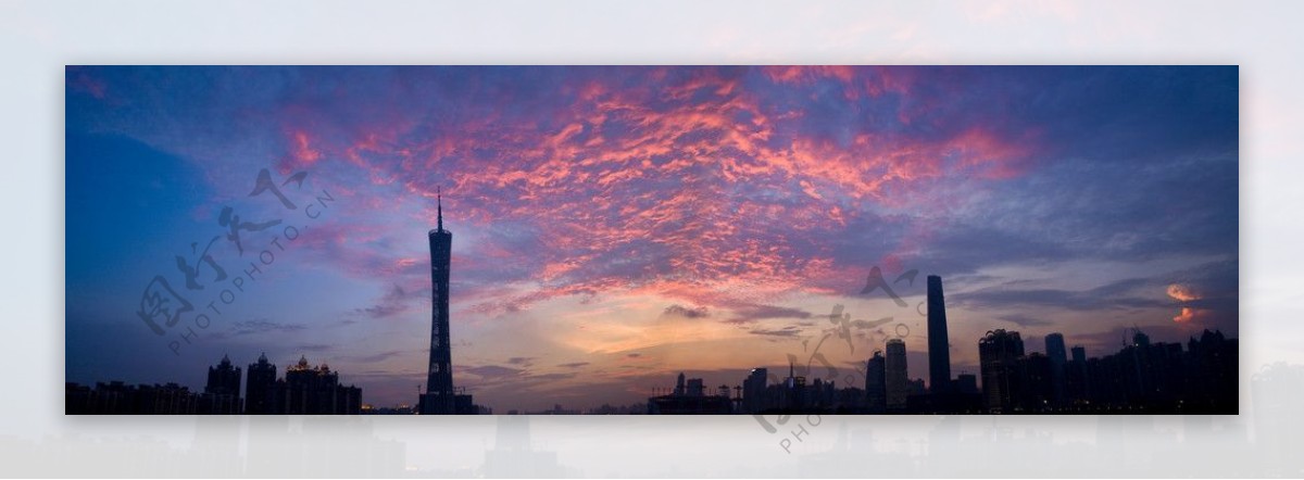 广州塔黄昏全景图片