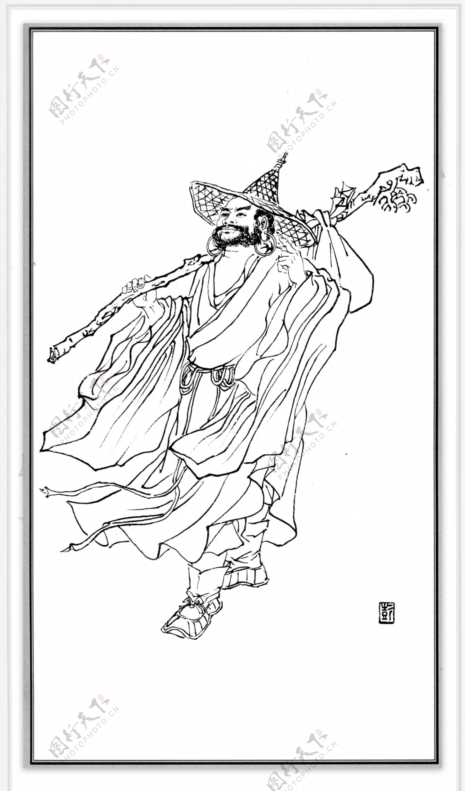 中国神话人物084斗笠罗汉图片