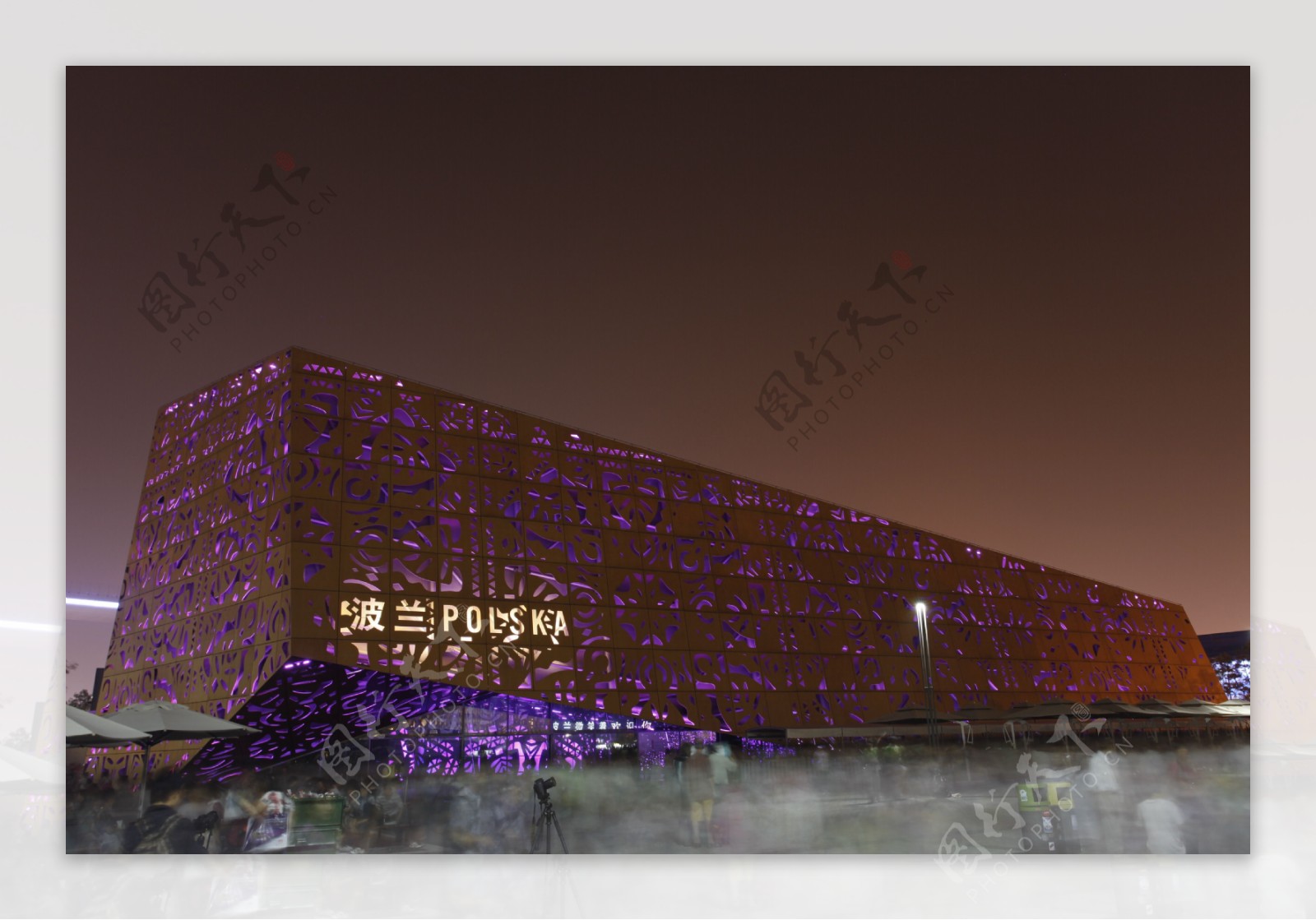 上海世博会波兰馆夜景照片图片