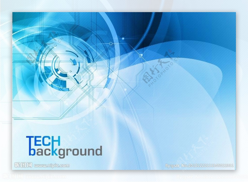 蓝色动感线条环形商务科技背景图片