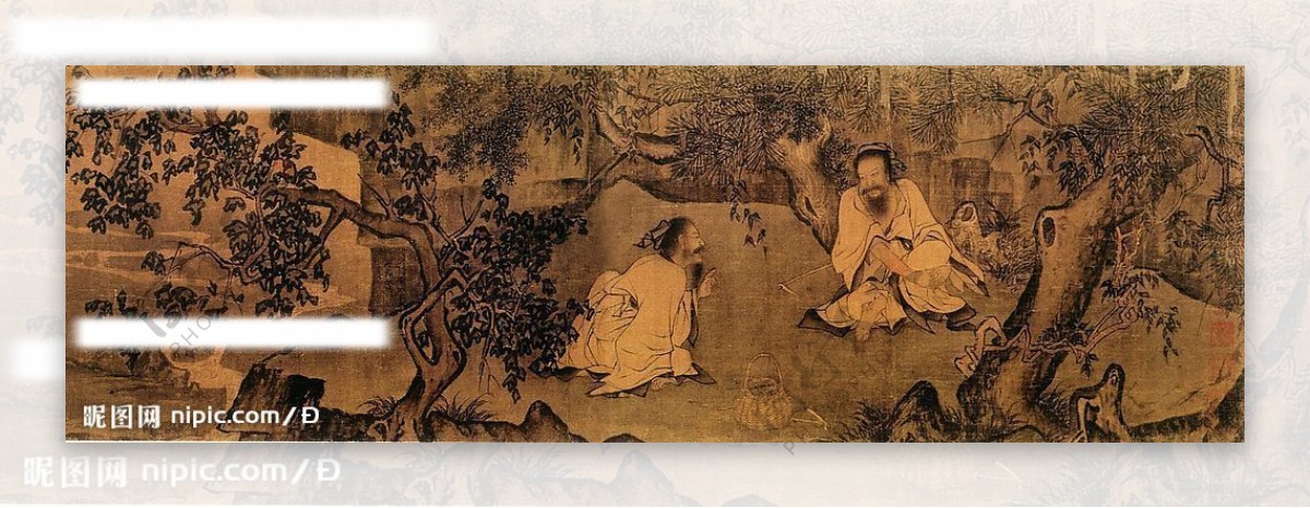 中国画人物农夫山水树木图片