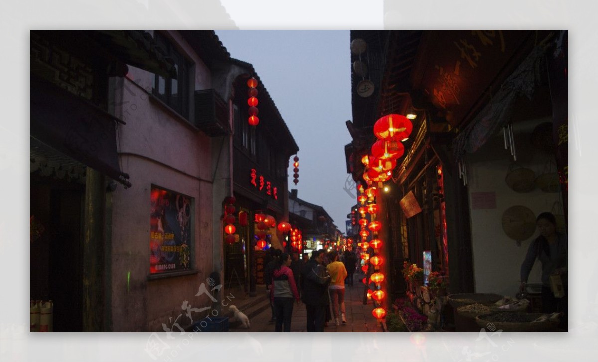 西塘夜景长廊图片