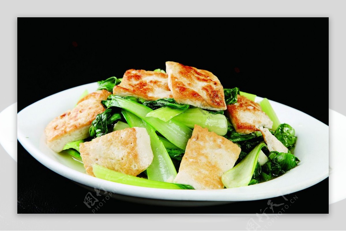 青菜煎豆腐图片