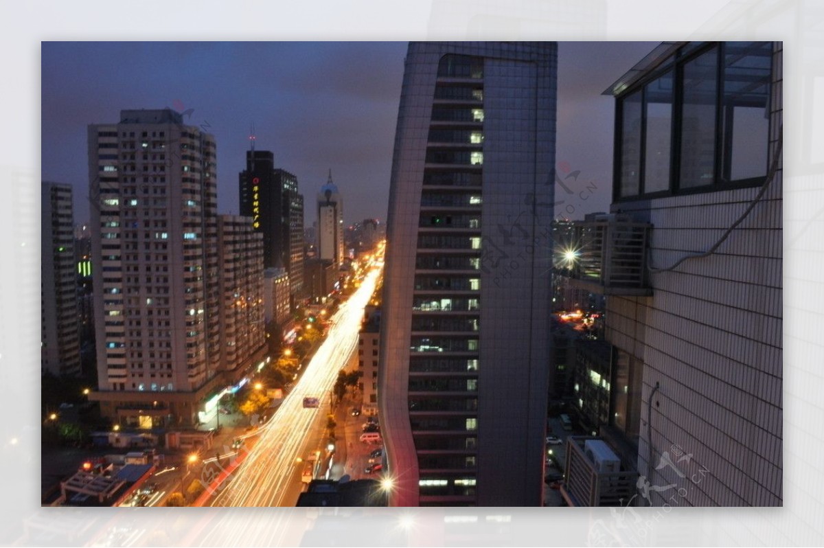 杭州文三路车流夜景图片