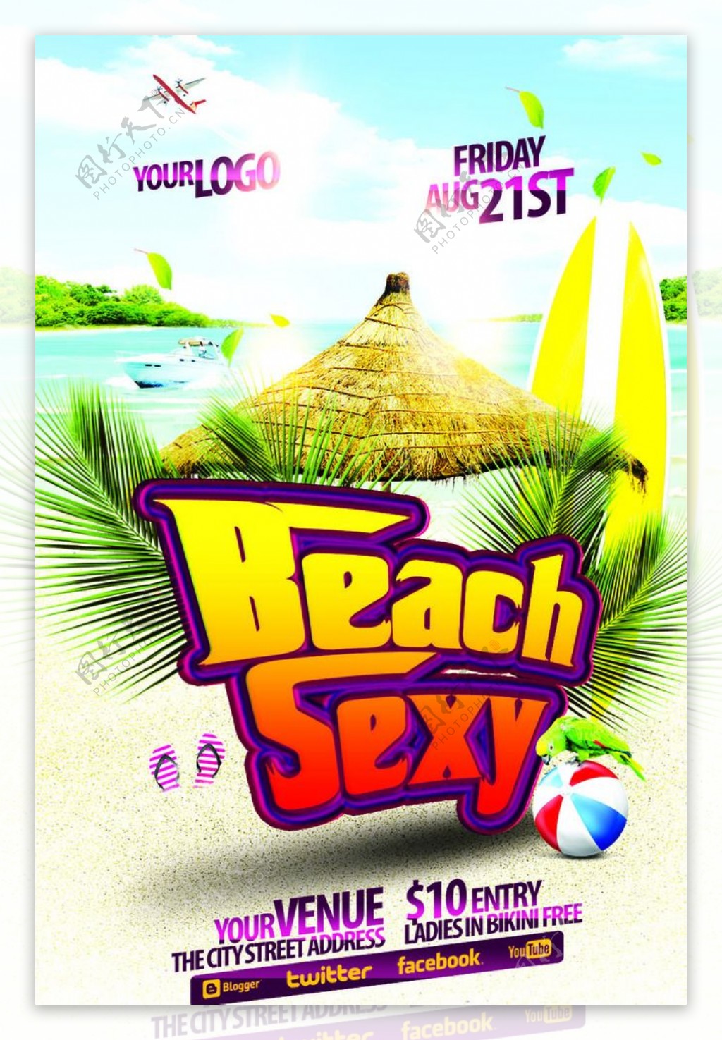 沙滩夏日派对图片素材-编号26094922-图行天下