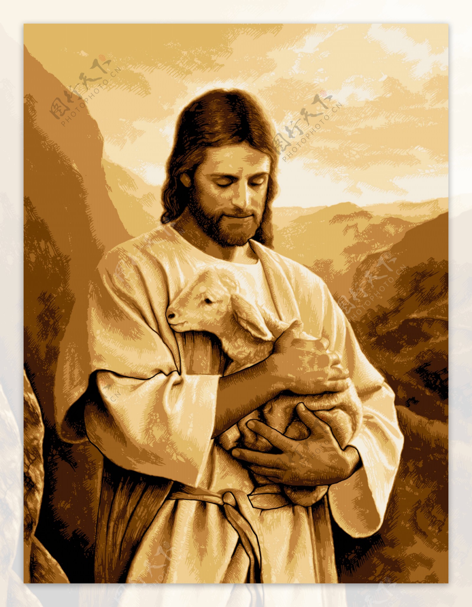 教耶稣抱羊救赎图片