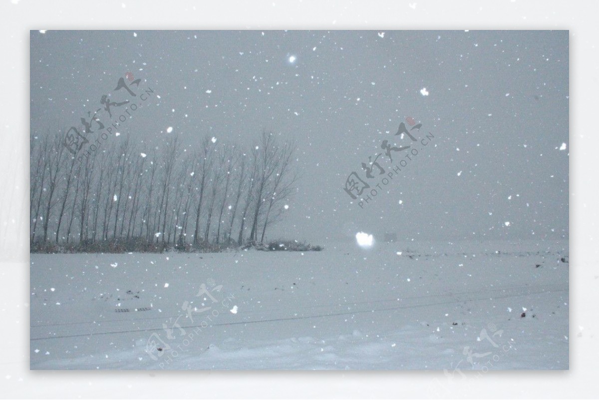 农田雪景图片