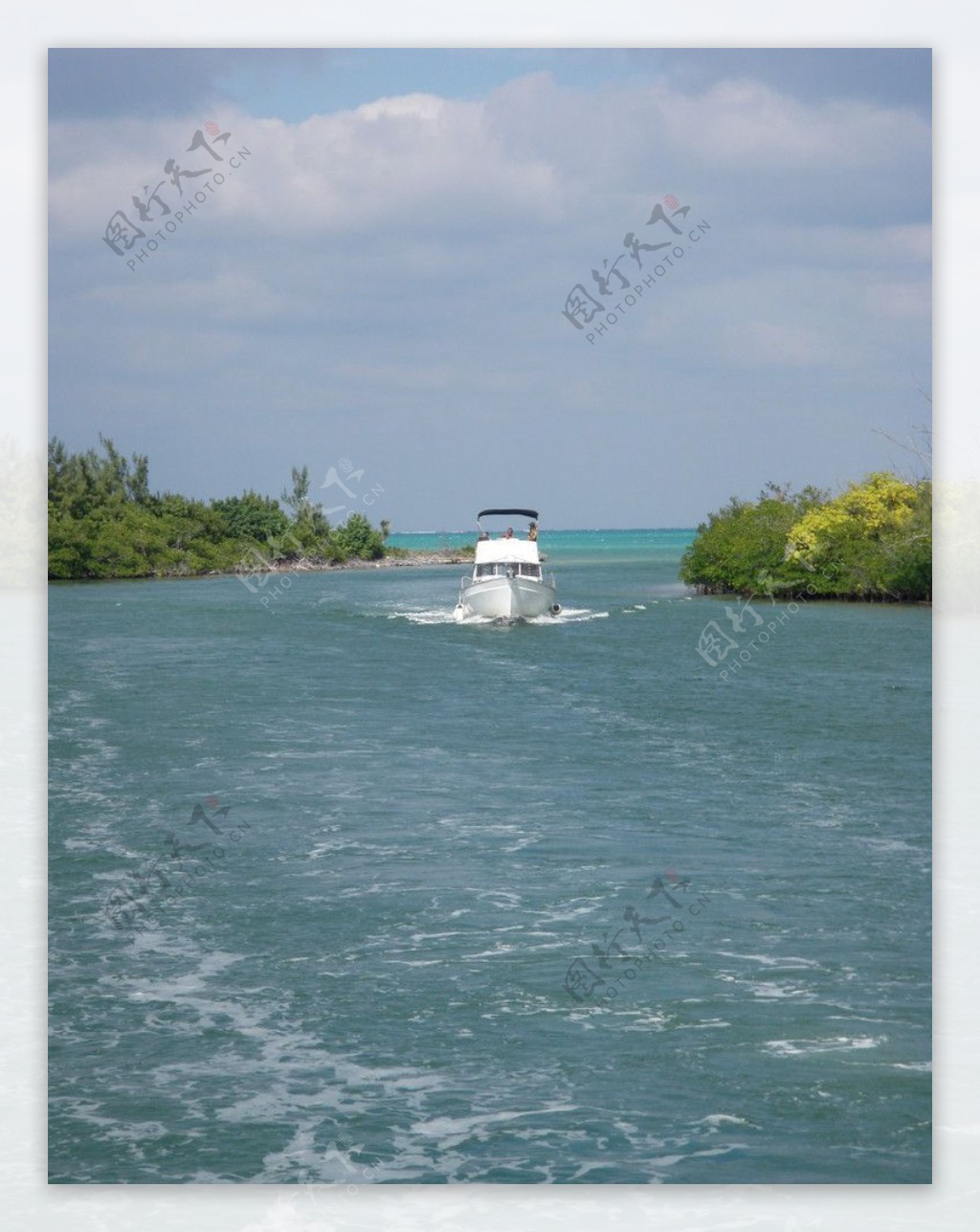 开曼群岛海湾中的游艇图片