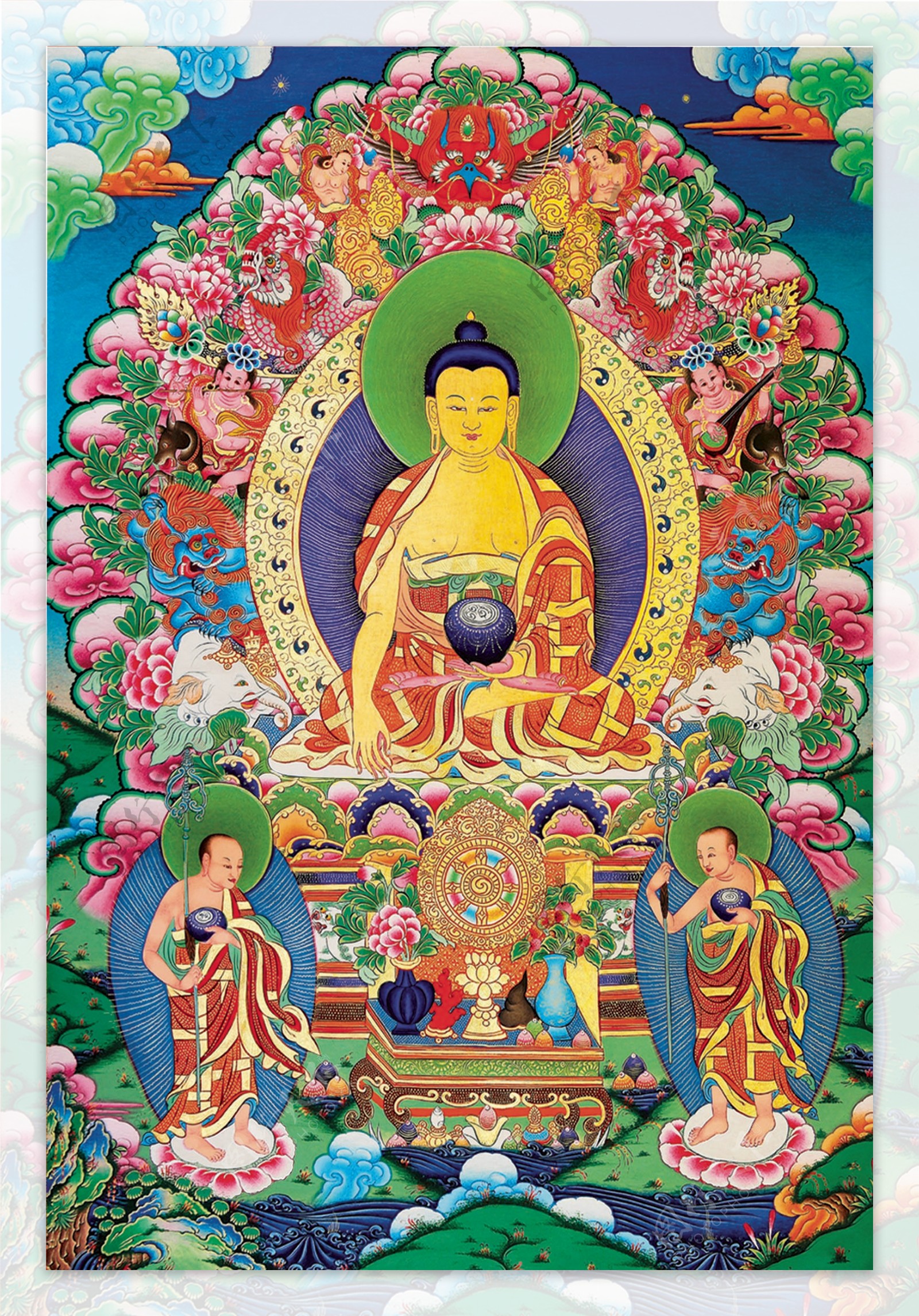 藏传佛教唐卡释加牟尼图片
